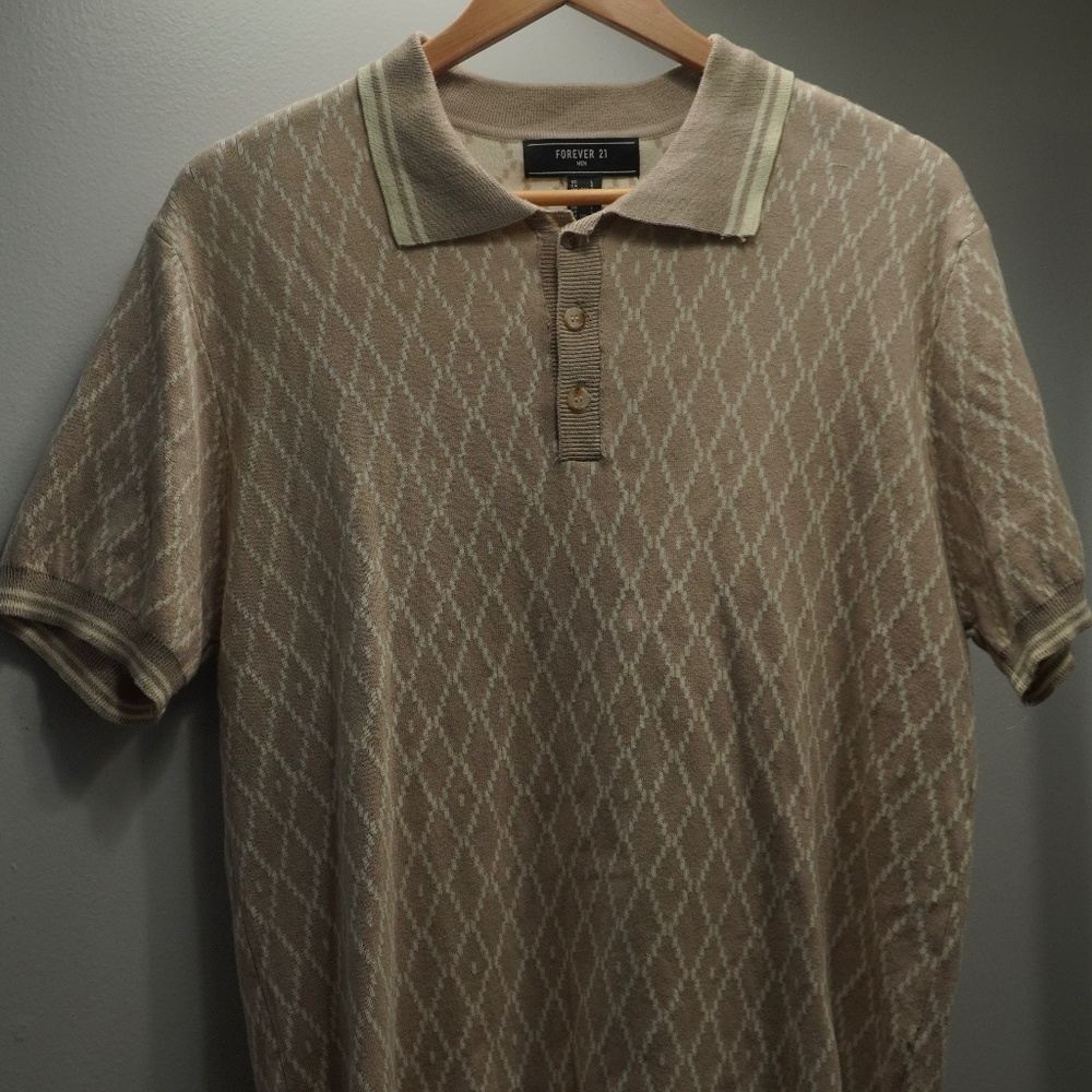 Sweater-Knit Lattice Polo Shirt
